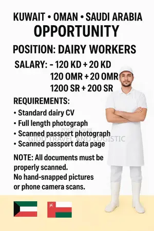 Kuwait, Oman and Saudi Arabia Work Visa Available