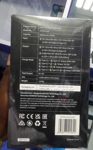 Romoss 100w Power Bank 60000mah for (Phone and Laptop)
