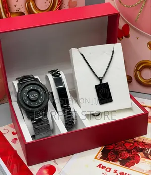 Sabr Men's Magnetic Dial Watch, Necklace and Bracelet Perfect for Gift