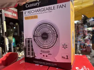 Century 8" Rechargeable Fan With Solar Panel and 2 Led Tubes