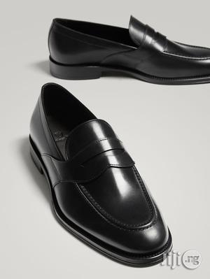 Massimo Dutti - Black Leather Penny Loafers