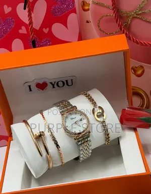 Chenxi Watch and Bracelets Val Gift Set With Flower, Val Card and Bag