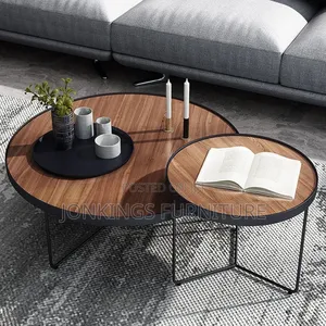 Round Coffee Table (Brown Wood Top)