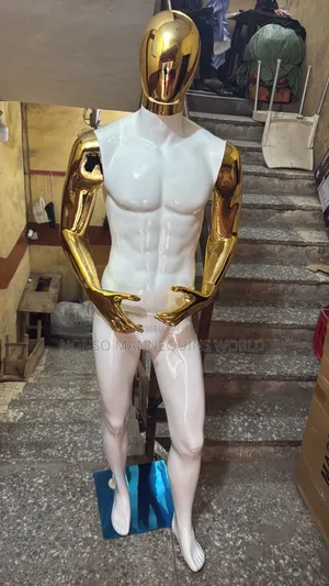 High Quality Faceless White And Gold Chrome Male Dummy