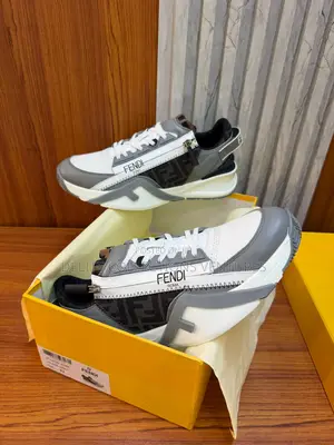 Update Fendi Flow Brown Ff Jacquard and Beige Leather Low-Top Sneaker