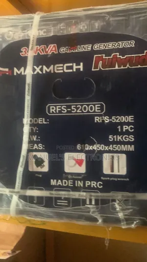 Maxmech Petrol Generator Model Rfs5200e 100% Copper Coil(3.5kva)