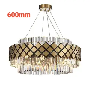 600mm Round Black and Gold Crystal Chandelier