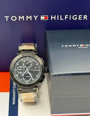 Original Tommy Hilfiger Gold Black Chain Watch Available in Store