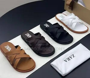 Quality Zara Slides White, Brown and Black Colours