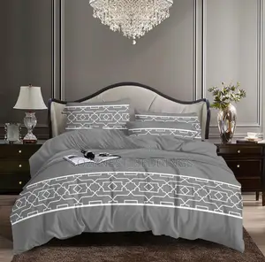 Grey White Pattern Bedsheet, Pillowcases Duvet Set (7x7)