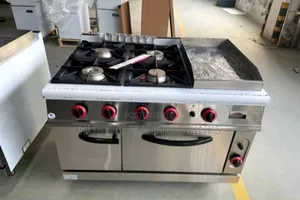 Industrial 4burner Gas Cooker With Oven(Side Smooth Grill)