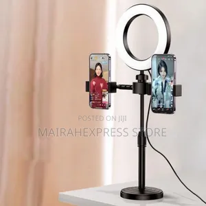6 Inches Double Phone Holder Tripod Stand Ringlight 2st7