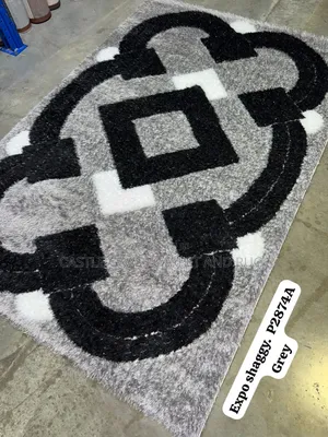 Luxury Black Grey Shaggy Rug 5by7