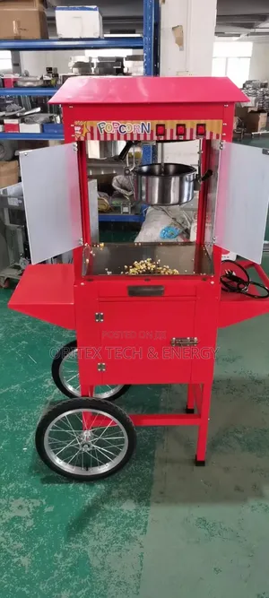 Commercial Popcorn Machine With Cart – Stainless Steel Kettle