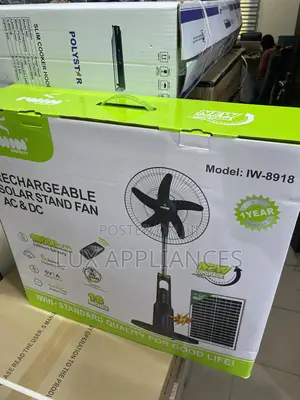 Iwin 18 Inches Rechargeable Standing Fan With Solar