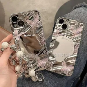 Luxury Butterfly Mirror Pone Case With Wrist Strap. iPhone 11, 13,16p
