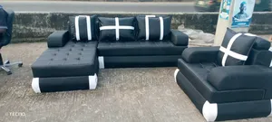 Luxury White And Black Leather Sofa Sets