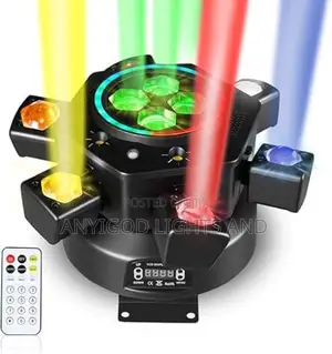6-Arm Moving Head Stage Light, RGBW Led With Strobe Bee-Eye Effects
