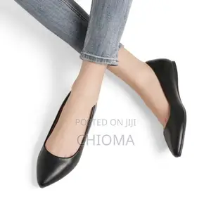 Ladies Everyday Comfort Black Flat Shoes( Pu Leather)