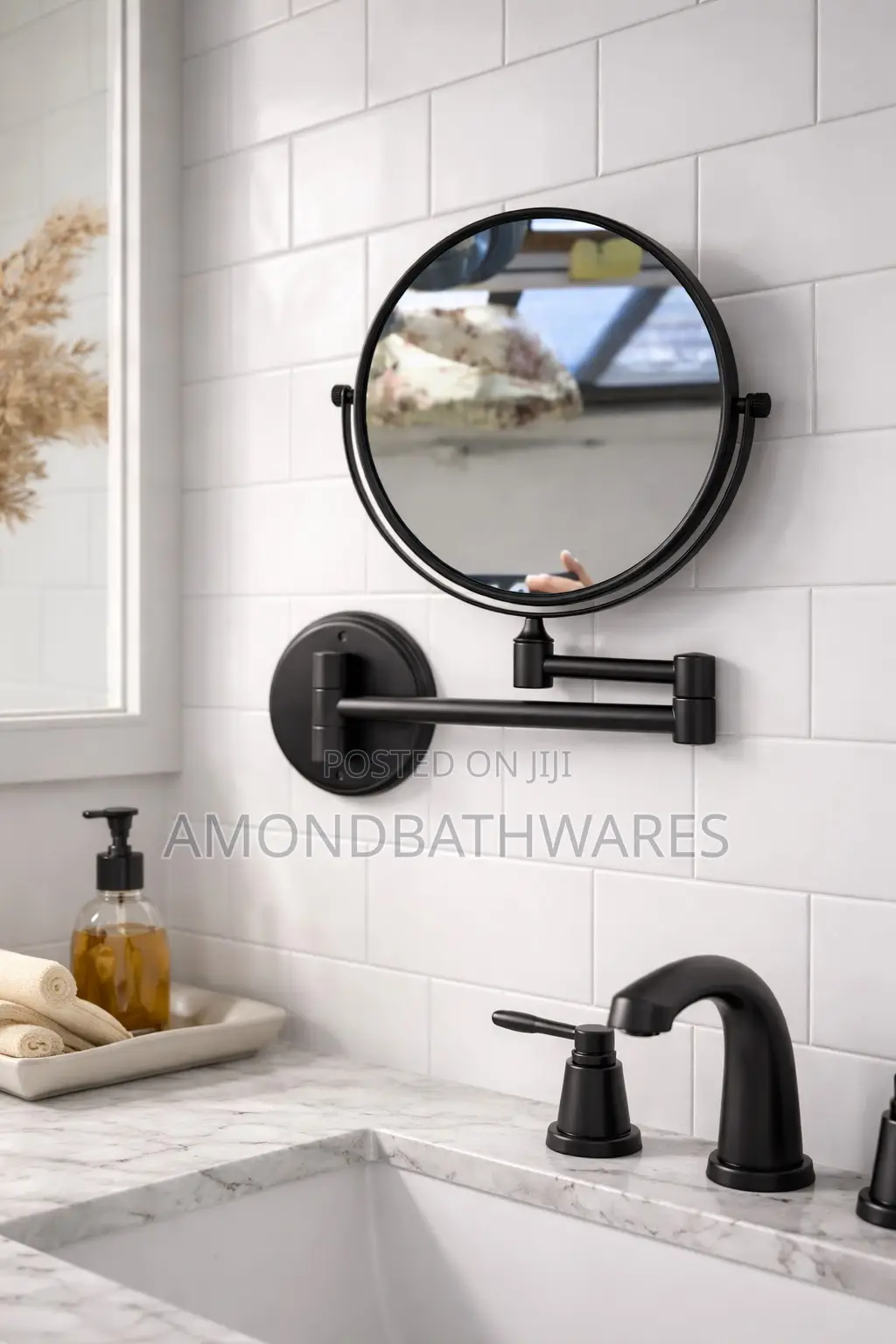 Matt Black Magnifying Mirror