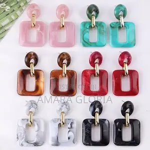Geometric Hollow Square Acrylic Earrings Cross-Border.
