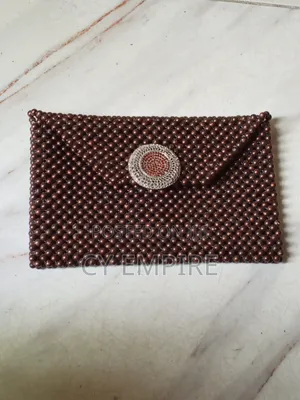 Vintage-Style Bronze Beaded Envelope Clutch