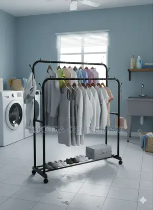 Double Pole Clothes Rack With Tires