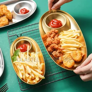 Stainless Steel Gold Oval Salad Dish,Fries Serving Plate Ho