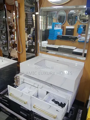 8cm Marble Wash Hand Basin With Drawer and Led Mirror