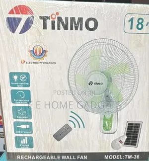 Tinmo 18 Inches Rechargeable Wall Fan + Solar Panel + Bulb (Tm -36