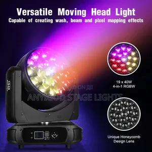 Led Zoom Moving Head Light 19x15w Beam/Wash for Wedding, Church, Show