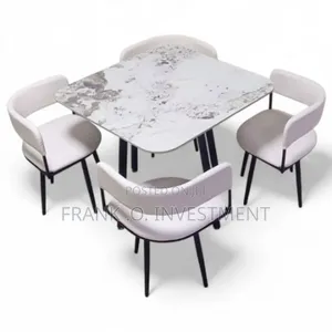 Square Dining Table With 4 Chairs - White