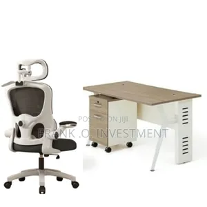 Set of Office Table and Mesh Egornomic Office Chair