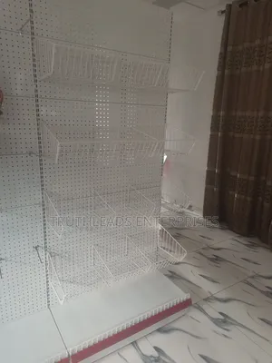 Wall Single Side Gondola Shelf With 4 Baskets and 8 Dividers