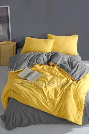 Yellow and Grey Mixed ,Bedsheet With Pillowcase and Duvet