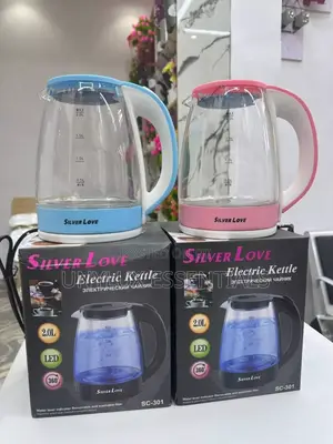 2l Silver Love Transparent Glass Electric Kettle