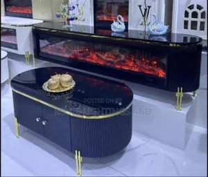Tv Console ( Electric Fire Flame) and Center Table - Gray