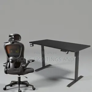 A Set of Electric Adjustable Desk Egornomic Swivel Office Chair