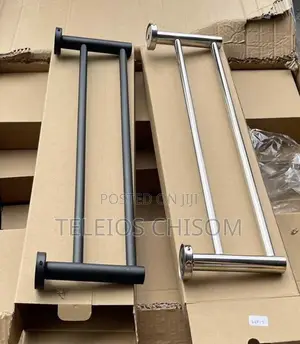Double Towel Rail Black And Silver