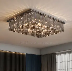 2025 Modern Black Crystal Luxury Ceiling Flosh Chandelier Light