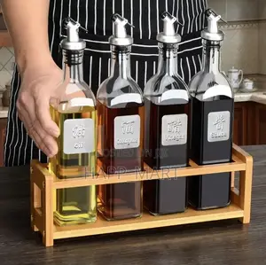 4-in-1 Oil Bottles With Bamboo Stand