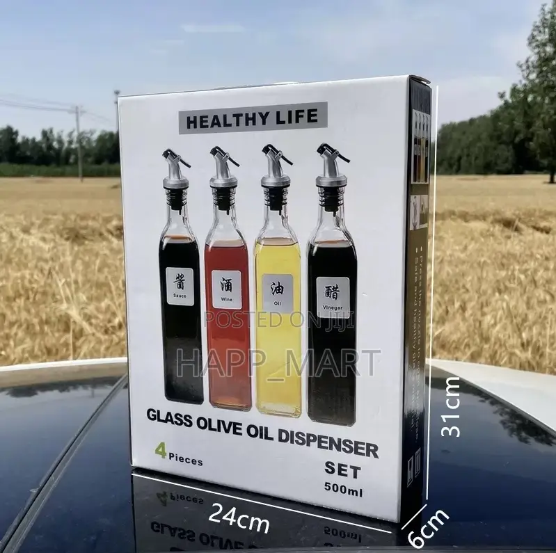 4-in-1 Oil Bottles With Bamboo Stand