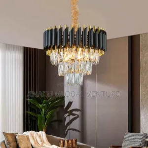 Modern Crystal Chandelier Size 400mm Black and Gold Body