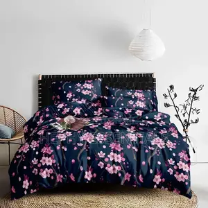 Floral Black Luxury Bedsheet Pillowcases Set
