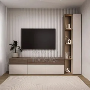 Tv Stand With Tall Led Lited Cabinet