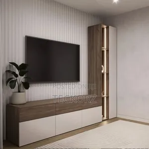 Tv Stand With Tall Led Lited Cabinet