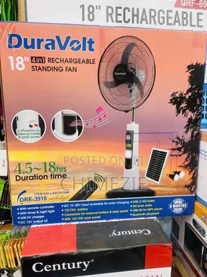 Duravolt 18-Inch 4-in-1 Rechargeable Standing Fan.