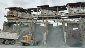 Mining Granite and Chipping for Construction Project Use