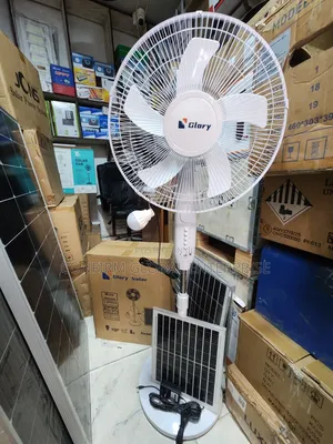 Solar Rechargeable Standing Fan With Panel and 1dc Bulb