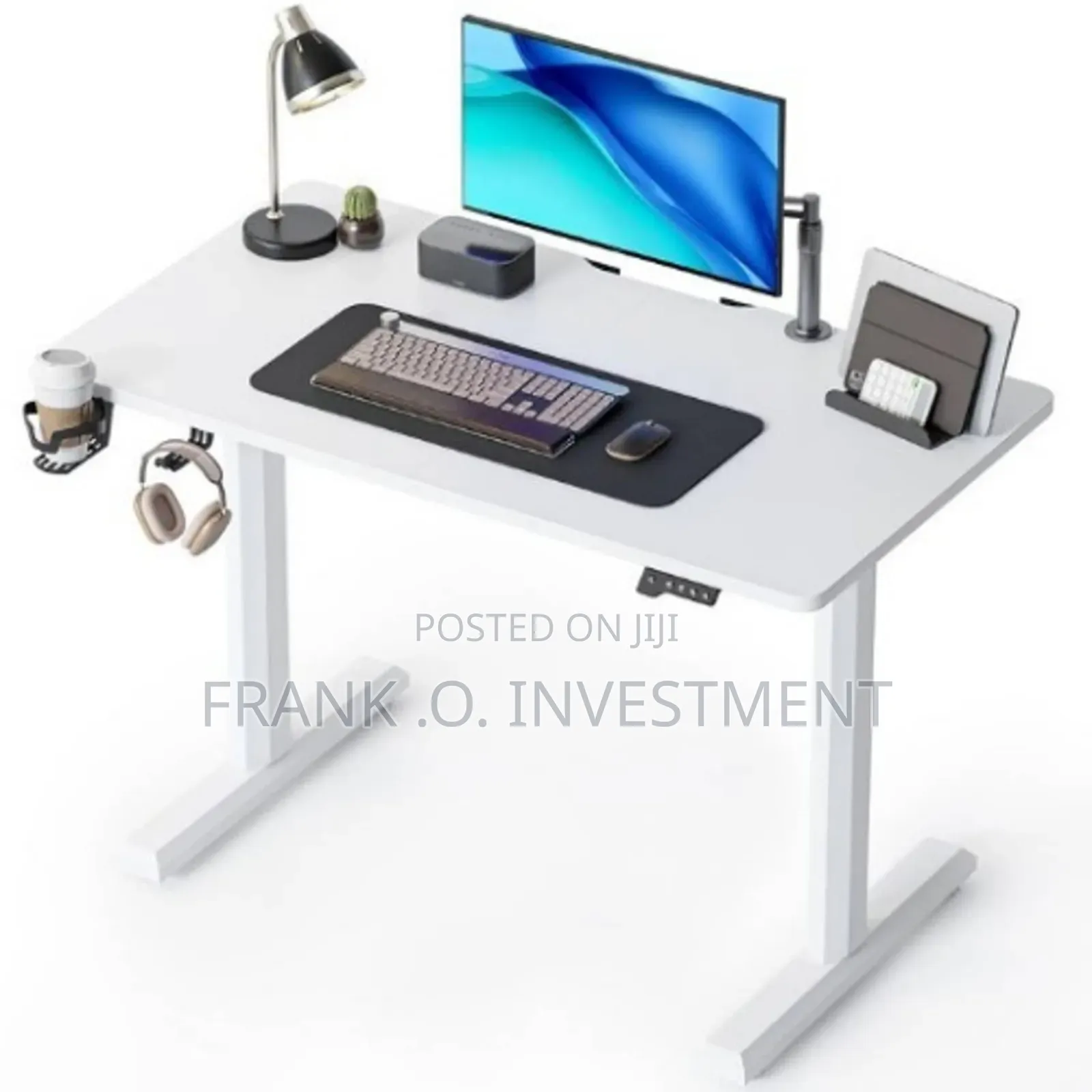 Computer Eletric Adjustable Height Table - White - 1.2metre